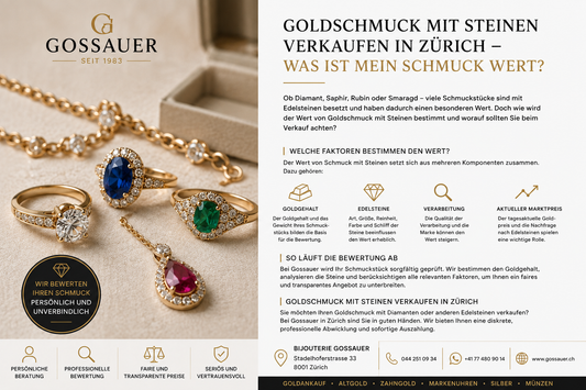 Goldschmuck mit Steinen verkaufen in Zürich – Was ist mein Schmuck wert?
