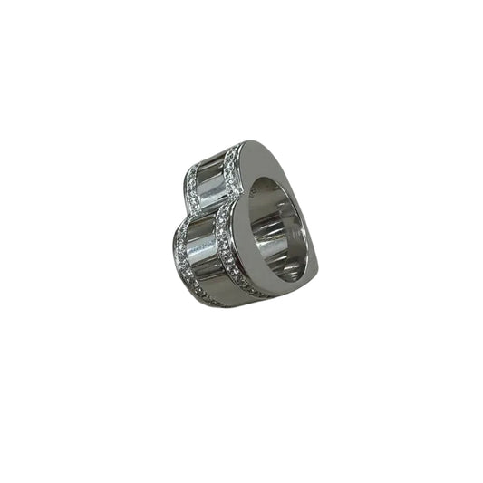 Elegant 18k white gold ring with diamonds & ruby – 26.8 g