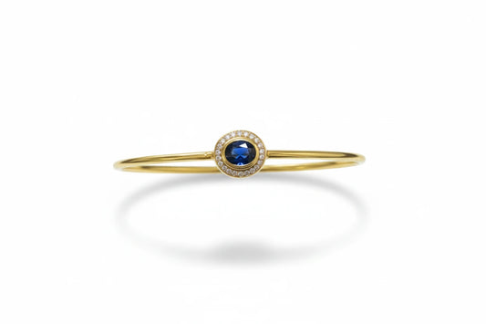 18K Gelbgold Armkette mit Saphir & Brillanten - 11,27g Neu