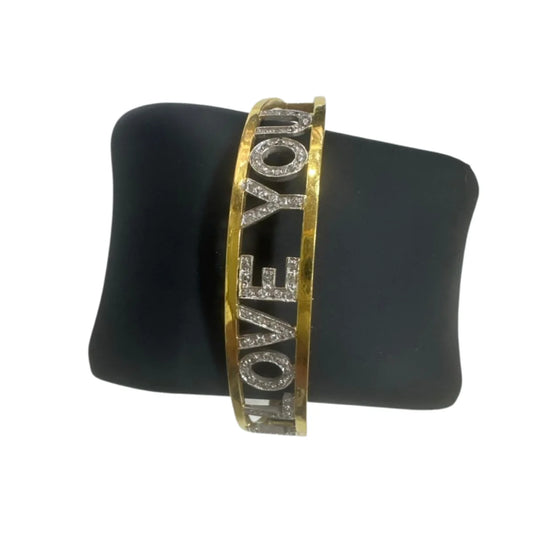 Bracelet « I LOVE YOU » en or jaune 18 carats serti de diamants - 21,93 g