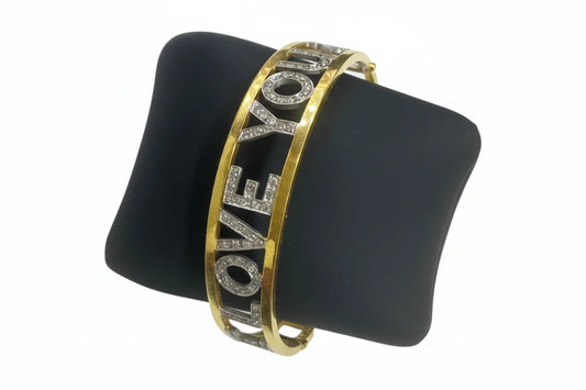 18K Gelbgold „I LOVE YOU“ Armband mit Brillanten - 21,93g