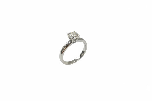 Bague en or blanc 18 carats avec diamant solitaire taille brillant de 1 carat, couleur G, pureté SI, taille 53