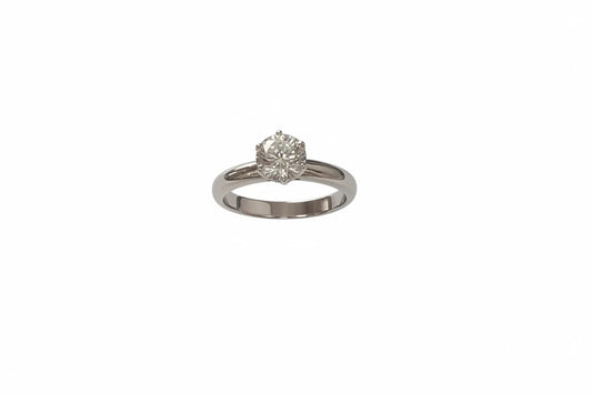 Solitär-Diamantring aus 18K / 750 Weißgold – 1.00 ct Brillant G/SI – Größe 53 – mit IDL-Zertifikat