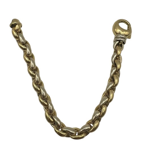 18 Karat Goldarmband 750 massiv – 20 cm, 30,4 g – Gelbgold Weißgold Rotgold – gedrehtes Kordelarmband