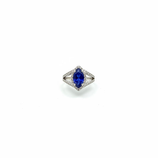 Exquisiter Couture-Ring aus 18 Karat Weißgold mit Tansanit und Diamanten