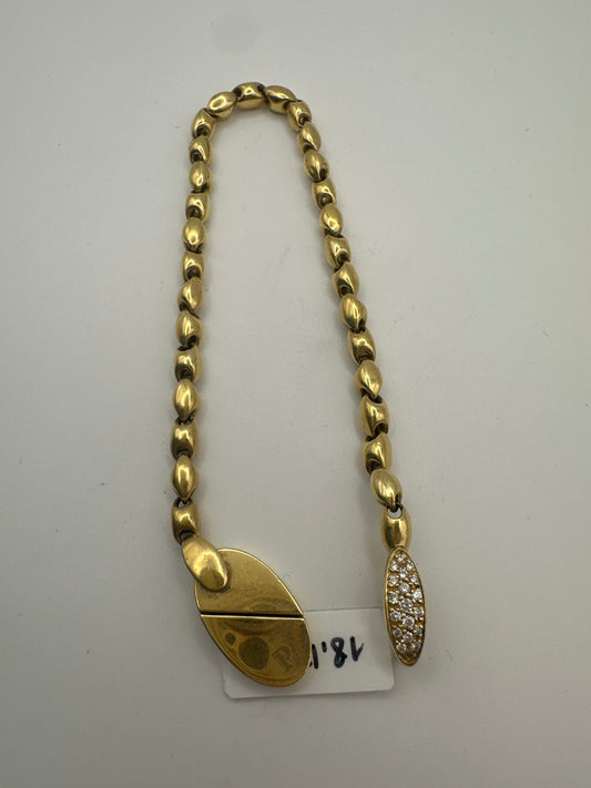 Bracelet Piaget en or jaune 18 carats serti de 19 diamants taille brillant G VVS2