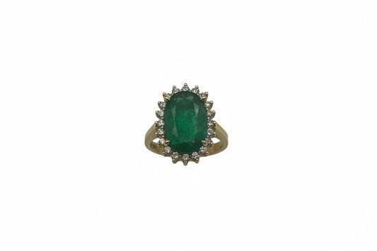 Smaragd Diamant Ring – 18K Gelbgold (750) – 0,40 ct Brillanten – Größe 53 – Zertifikat Bijouterie Gossauer