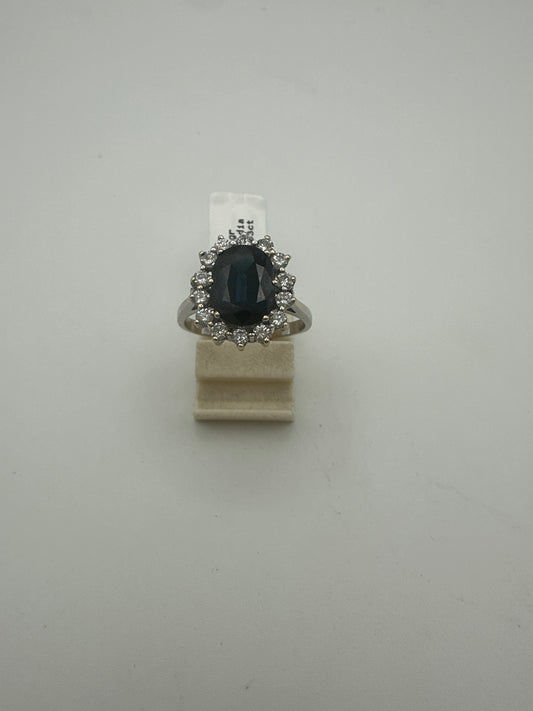 Safir Ring mit Brillanten – 18 Karat Gold | 4.98 g | Größe 55 (kostenlos anpassbar)