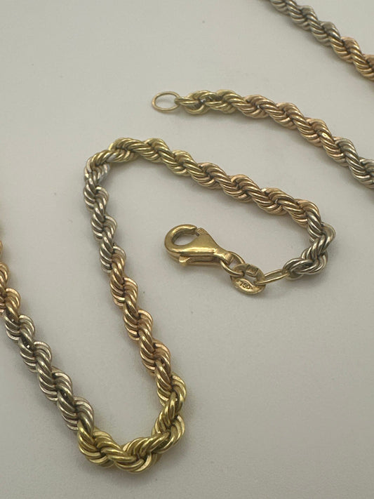 Chaîne en cordon bicolore 18 carats, 6,49 g