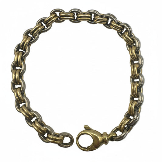 18 Karat Gold & Weißgold Armband 20 cm – 750 Bicolor Goldarmband mit Karabinerverschluss