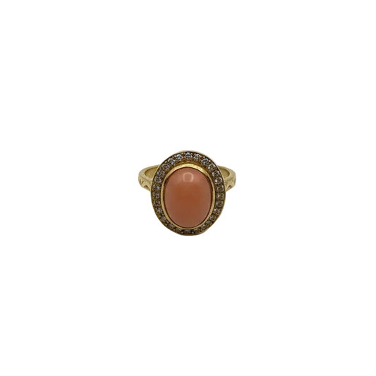 Eleganter Korallenring aus 750er Gold – Größe 53