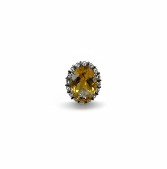 Exklusiver Citrin-Diamant-Ring aus 18 Karat Weißgold (750)
