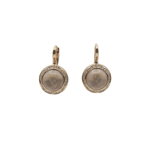 18 Karat Roségold Ohrringe mit Rosenquarz & Brillanten – Elegante Ohrhänger aus 750 Roségold