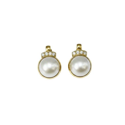 Exklusive 18K Gold Ohrstecker mit echten Perlen & Brillanten