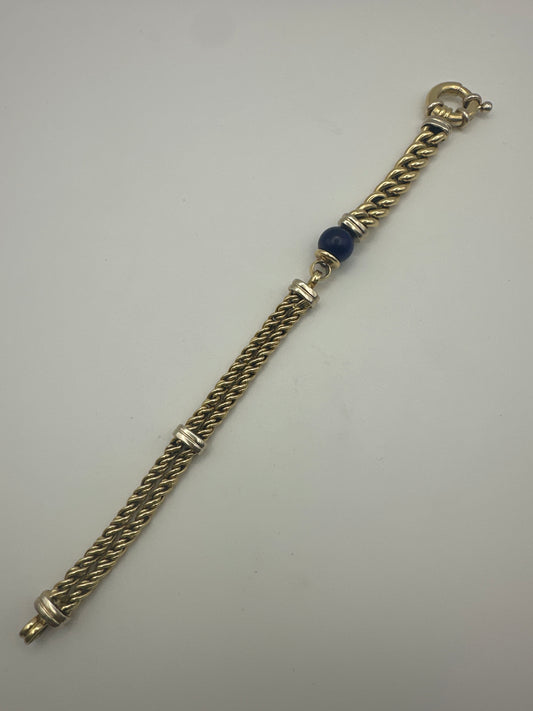 Edles 18 Karat Goldarmband mit Lapislazuli – 25,22 g – 20 cm