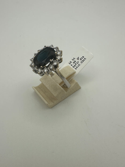 Safir Ring mit Brillanten – 18 Karat Gold | 4.98 g | Größe 55 (kostenlos anpassbar)