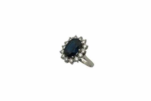Safir Ring mit Brillanten – 18 Karat Gold | 4.98 g | Größe 55 (kostenlos anpassbar)