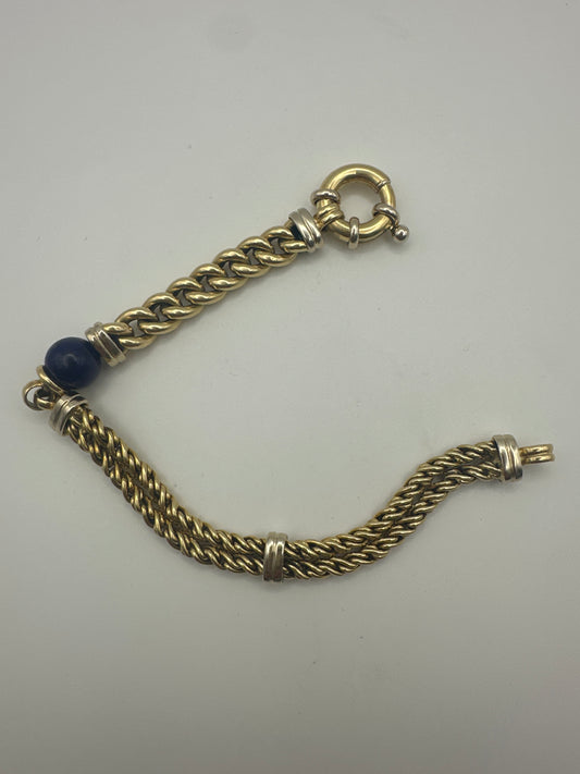 Edles 18 Karat Goldarmband mit Lapislazuli – 25,22 g – 20 cm