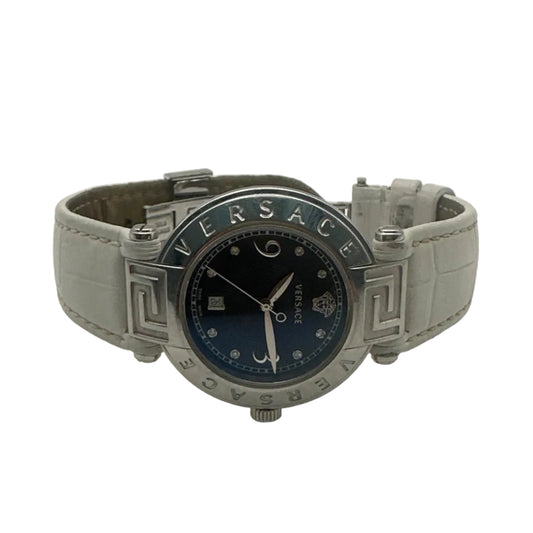 🕒 Versace Damen Uhr Swiss Made K1071347 – Blau – Leder – Second Hand