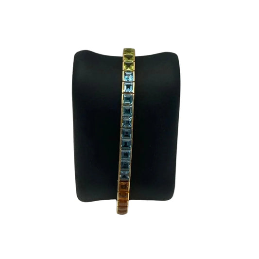 Bracelet en or jaune 18 carats orné d'améthyste, de péridot, de topaze et de citrine