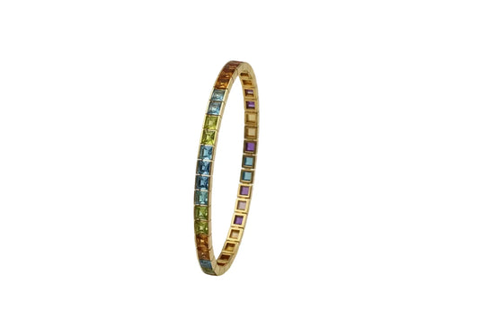 Armkette 18K Gelbgold mit Amethyst, Peridot, Topas & Citrin
