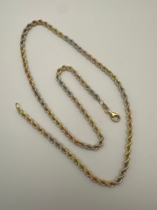 Chaîne en cordon bicolore 18 carats, 6,49 g