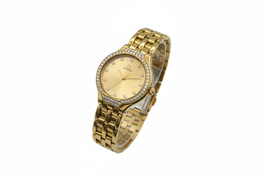 Omega DeVille Quartz Damenuhr aus 18K Gold mit Brillanten - 59,55 g