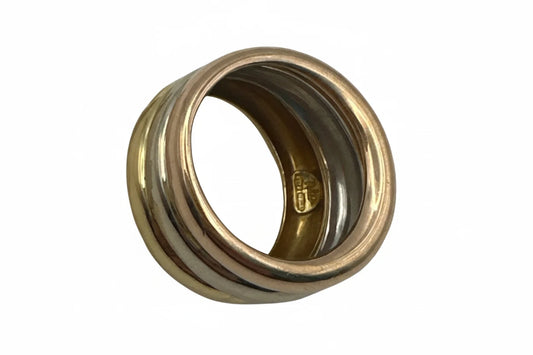 Bague en or 18 carats jaune, blanc et rose - Élégante bague tricolore, taille 54, 9,39 g