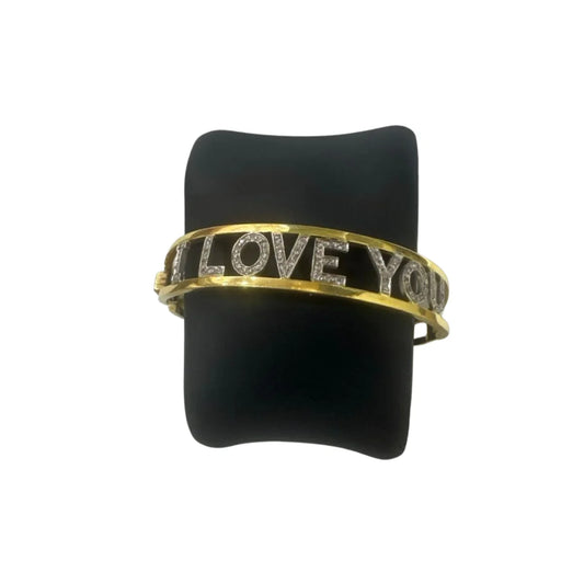 Bracelet « I LOVE YOU » en or jaune 18 carats serti de diamants - 21,93 g