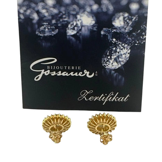 Boucles d'oreilles puces en or jaune 18 carats, ornées d'opales et de 40 diamants taille brillant (0,80 ct HSI).