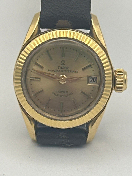 Montre-bracelet vintage pour femme Tudor Princess Oysterdate – Or jaune 18 carats – Automatique
