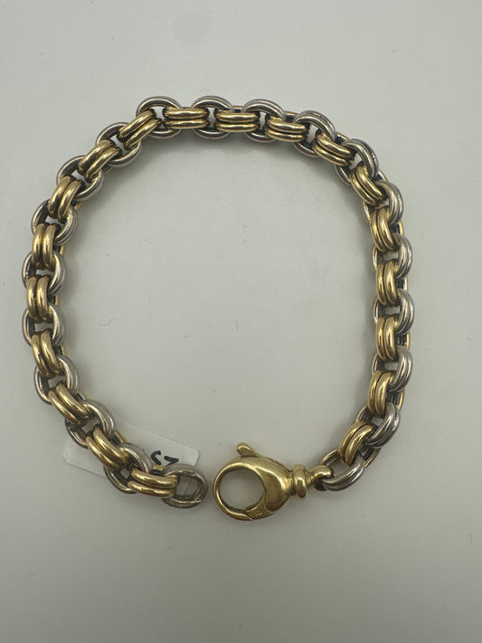 18 Karat Gold & Weißgold Armband 20 cm – 750 Bicolor Goldarmband mit Karabinerverschluss