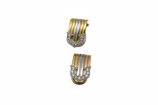 Exklusive Ohrringe aus 18 Karat Weißgold, Gelbgold und Rotgold mit Brillanten