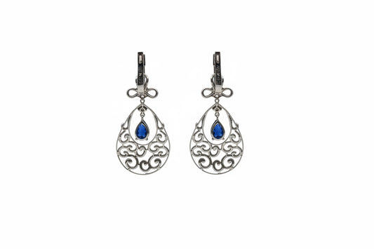 💎 Elegante Ohrringe aus 18 Karat Weißgold mit Brillanten & Saphir