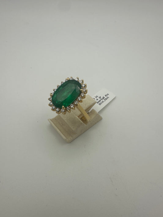 Smaragd Diamant Ring – 18K Gelbgold (750) – 0,40 ct Brillanten – Größe 53 – Zertifikat Bijouterie Gossauer