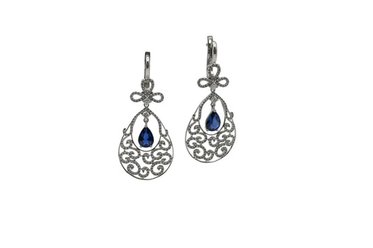 💎 Elegante Ohrringe aus 18 Karat Weißgold mit Brillanten & Saphir