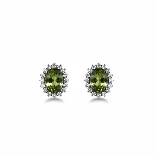 Exklusive Ohrstecker aus 18 Karat Weißgold mit Peridot und Brillanten
