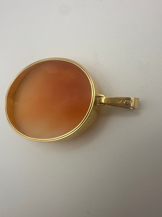 Pendentif camée vintage en or 18 carats – sculpté à la main, 10 g, d'occasion