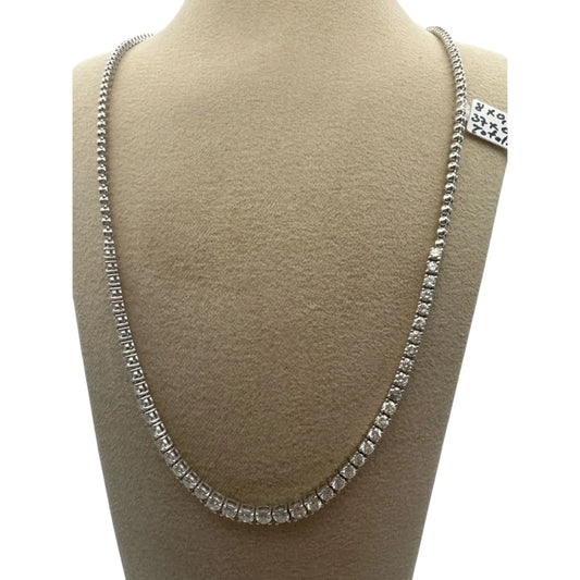 Collier en or blanc 18 carats serti de diamants taille brillant, environ 4 carats HSI - 47 cm