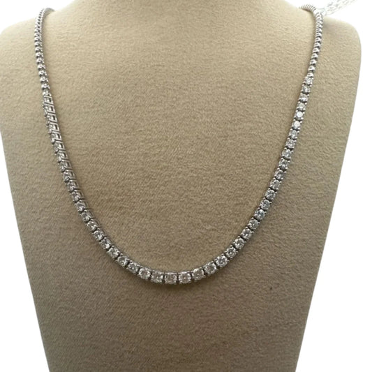 Collier en or blanc 18 carats serti de diamants taille brillant, environ 4 carats HSI - 47 cm