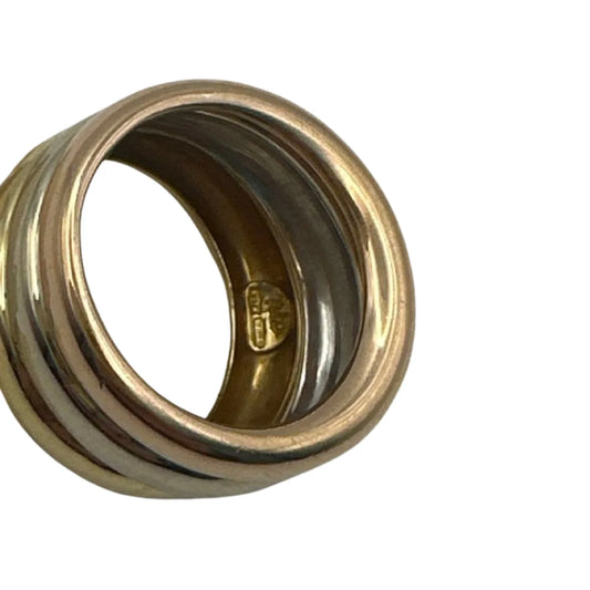Bague en or 18 carats jaune, blanc et rose - Élégante bague tricolore, taille 54, 9,39 g